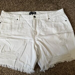 Fashion Nova White Ripped Jean Shorts